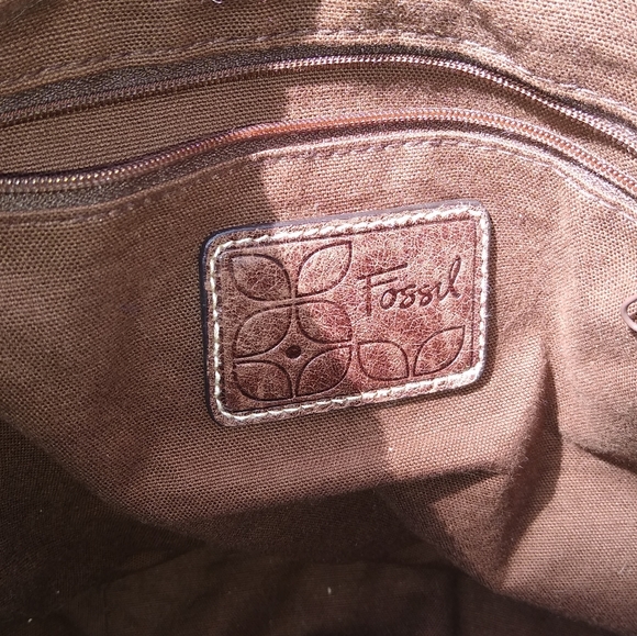 Vintage Fossil patchwork hobo with wooden key, EUC - Picture 7 of 8